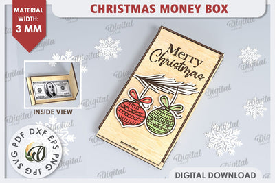 Christmas Money Box Laser Cut Design. Christmas Gift SVG SVG Evgenyia Guschina 
