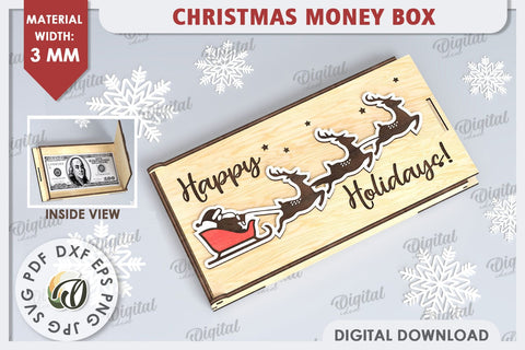 Christmas Money Box Laser Cut Design. Christmas Gift SVG SVG Evgenyia Guschina 