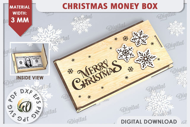 Christmas Money Box Laser Cut Design. Christmas Gift SVG SVG Evgenyia Guschina 