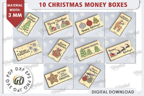 Christmas Money Boxes Laser Cut Bundle. Christmas Gift SVG SVG Evgenyia Guschina 