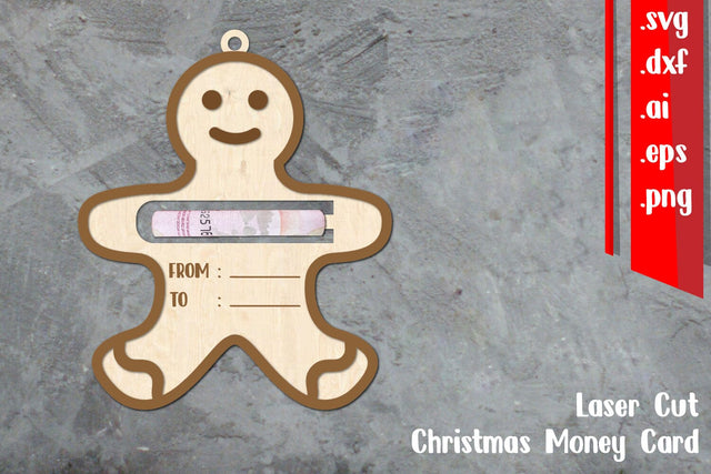 Christmas Money Card Laser cut, Gingerbread Money Card Laser cut SVG zafrans studio 