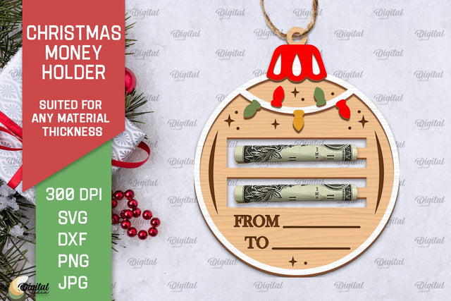 Christmas Money Card Laser Cut. Xmas Money Holder SVG Design SVG Evgenyia Guschina 