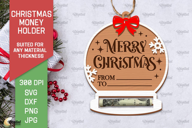 Christmas Money Card Laser Cut. Xmas Money Holder SVG Design SVG Evgenyia Guschina 