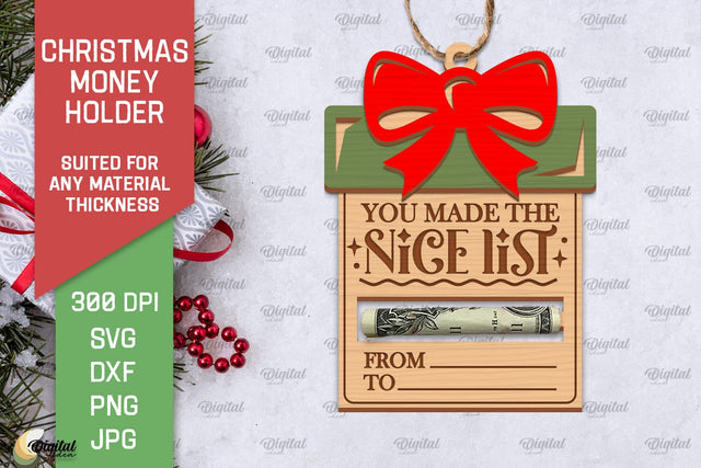 Christmas Money Card Laser Cut. Xmas Money Holder SVG Design SVG Evgenyia Guschina 