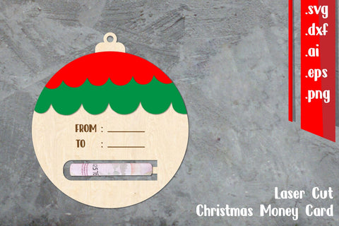 Christmas Money Card Lasercut, Christmas Ball Money Card Lasercut SVG zafrans studio 