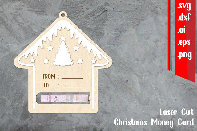 Christmas Money Card Lasercut, Gingerbread Money Card Lasercut SVG zafrans studio 