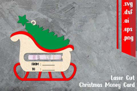 Christmas Money Card Lasercut, Sleigh Money Card Lasercut SVG zafrans studio 