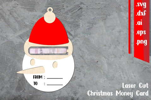 Christmas Money Card Lasercut, Snowman Money Card Lasercut SVG zafrans studio 