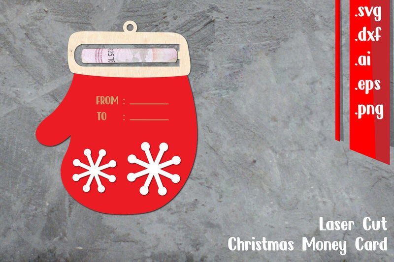 Christmas Money Card Lasercut, Winter Money Card Lasercut SVG zafrans studio 