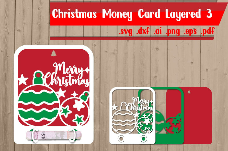 Christmas Money Card Layered 3 3D Paper zafrans studio 