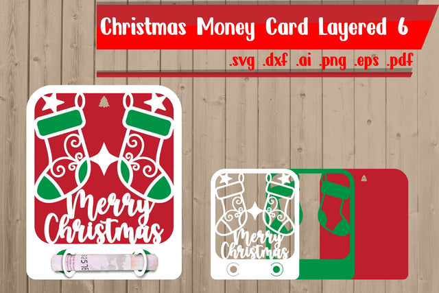 Christmas Money Card Layered 6 3D Paper zafrans studio 
