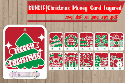 Christmas Money Card Layered Bundle 3D Paper zafrans studio 