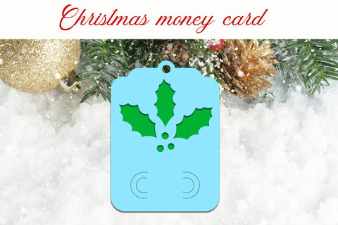 Christmas money card with holly leaves, Gift card holder SVG AnastasiyaArtDesign 