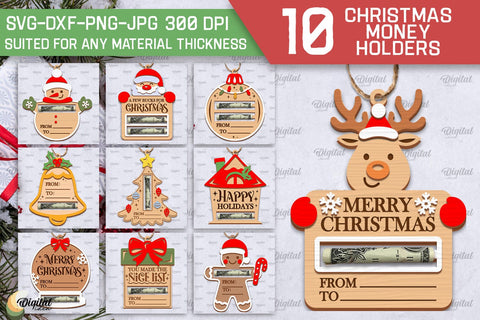 Christmas Money Cards LaserCut Bundle. Xmas Money Holder SVG SVG Evgenyia Guschina 