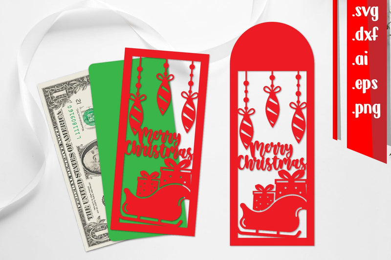 Christmas Money Envelope Papercut SVG zafrans studio 