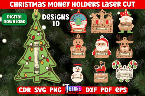 Christmas Money Holder Bundle | Christmas Gift | Money Card Holder | Greeting Card | Holidays | CNC Files SVG The T Store Design 