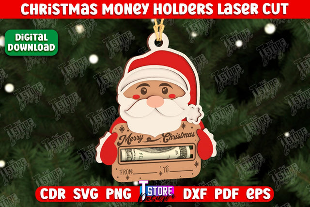Christmas Money Holder | Christmas Gift | Money Card Holder | Greeting Card | Holidays | CNC File SVG The T Store Design 