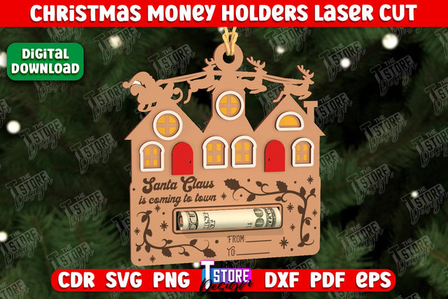 Christmas Money Holder | Christmas Gift | Money Card Holder | Greeting Card | Holidays | CNC File SVG The T Store Design 