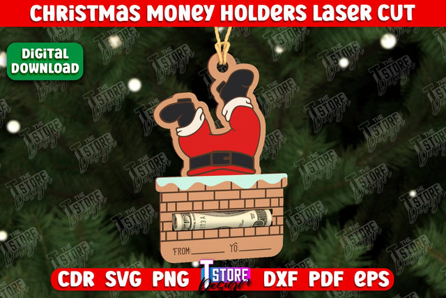 Christmas Money Holder | Christmas Gift | Money Card Holder | Greeting Card | Holidays | CNC File SVG The T Store Design 
