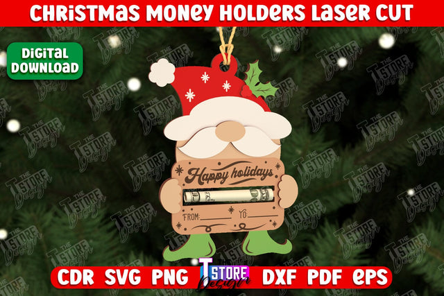 Christmas Money Holder | Christmas Gift | Money Card Holder | Greeting Card | Holidays | CNC File SVG The T Store Design 