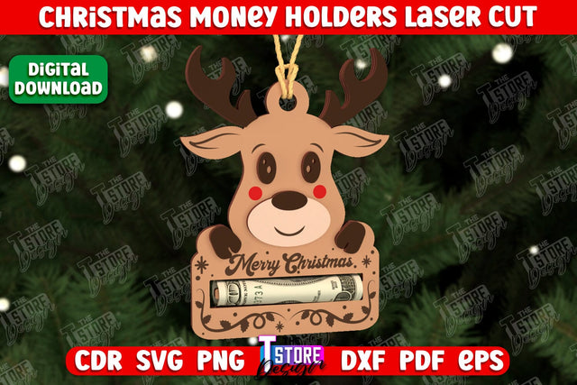 Christmas Money Holder | Christmas Gift | Money Card Holder | Greeting Card | Holidays | CNC File SVG The T Store Design 