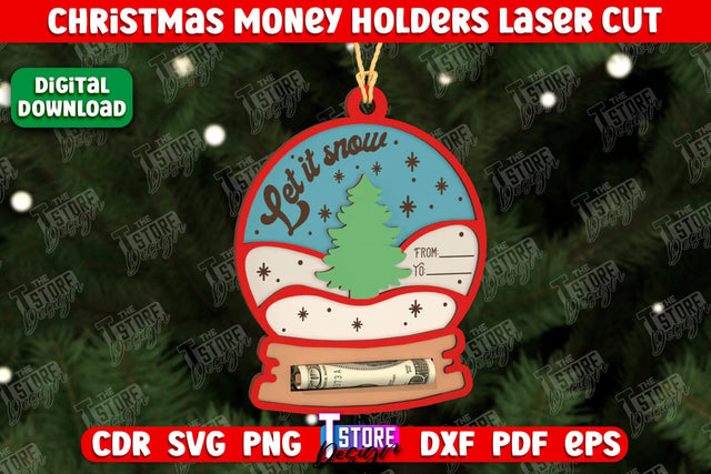 Christmas Money Holder | Christmas Gift | Money Card Holder | Greeting Card | Holidays | CNC File SVG The T Store Design 