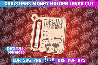 Christmas Money Holder Laser Cut | Christmas Gift | Money Card Holder | CNC File SVG The T Store Design 
