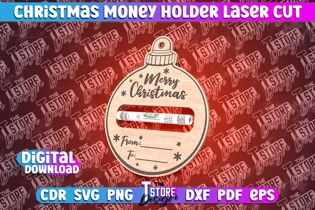 Christmas Money Holder Laser Cut | Christmas Gift | Money Card Holder | CNC File SVG The T Store Design 