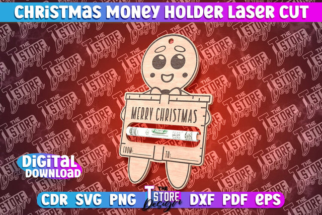 Christmas Money Holder Laser Cut | Christmas Gift | Money Card Holder | CNC File SVG The T Store Design 