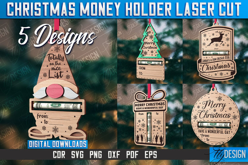 Christmas Money Holder Laser Cut | Gift Design | CNC File SVG Fly Design 