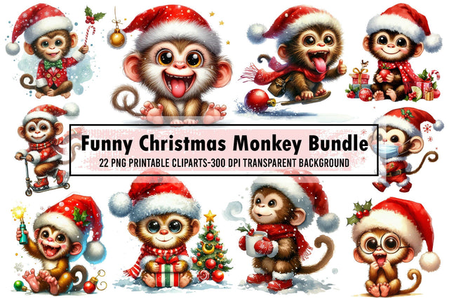 Christmas Monkey Sublimation Bundle Sublimation designartist 