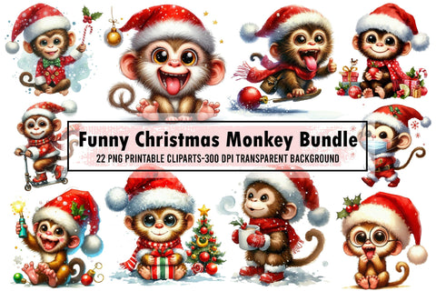 Christmas Monkey Sublimation Bundle Sublimation designartist 