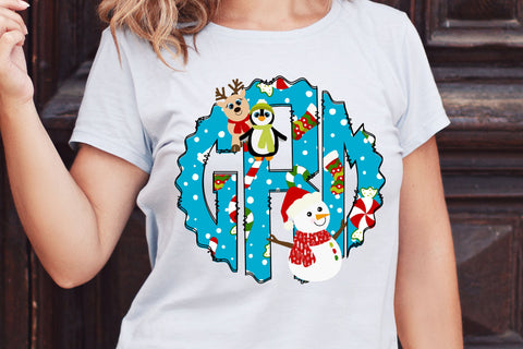 Christmas Monogram Alphabet, Snowman Candy Doodle Monogram SVG Crafty Mama Studios 