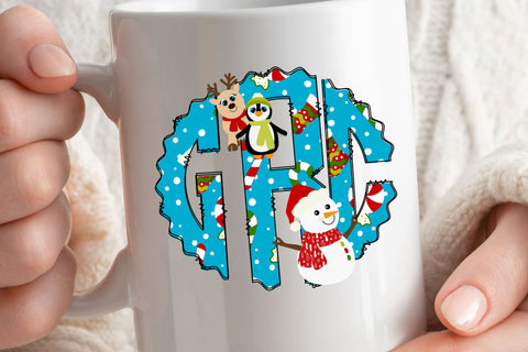 Christmas Monogram Alphabet, Snowman Candy Doodle Monogram SVG Crafty Mama Studios 
