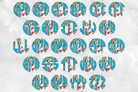Christmas Monogram Alphabet, Snowman Candy Doodle Monogram SVG Crafty Mama Studios 