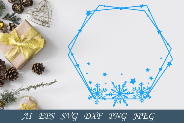Christmas monogram frame svg, Snowflake wreath, Holiday decoration SVG AnastasiyaArtDesign 