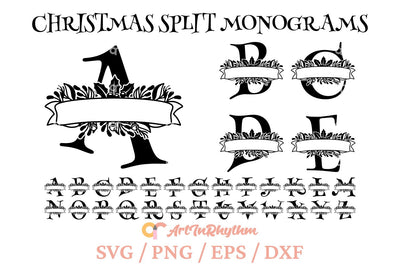 Christmas Monogram Letters Svg, Split Letter Monograms Svg, Monogram Font Svg SVG Artinrhythm shop 