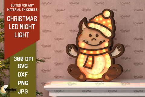 Christmas Monster Led Nightlight Laser Cut. 3D Light Box SVG SVG Evgenyia Guschina 