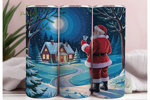 Christmas Moonlit Santa 20oz Tumbler Sublimation PixelChick 