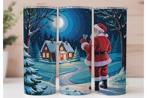 Christmas Moonlit Santa 20oz Tumbler Sublimation PixelChick 