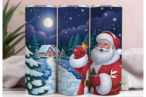 Christmas Moonlit Santa 20oz Tumbler Sublimation PixelChick 