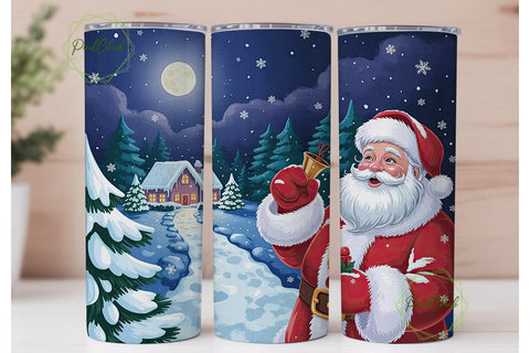 Christmas Moonlit Santa 20oz Tumbler Sublimation PixelChick 
