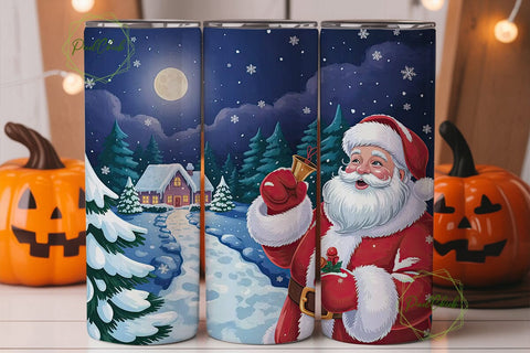 Christmas Moonlit Santa 20oz Tumbler Sublimation PixelChick 
