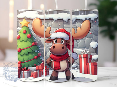 Christmas Moose 20 oz Skinny Tumbler Sublimation Design, Instant Digital Download PNG, Straight Tumbler Wrap Sublimation ToriDesigns 