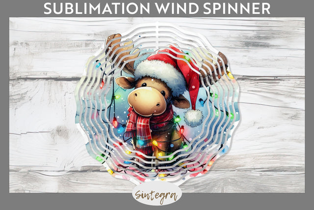 Christmas Moose Entangled in Lights Wind Spinner Sublimation Sublimation Sintegra 