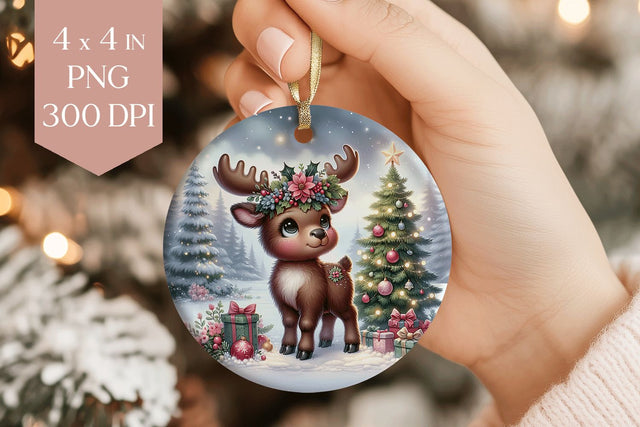 Christmas Moose Sublimation PNG - Cute Animal Ornament Art Sublimation BijouBay 