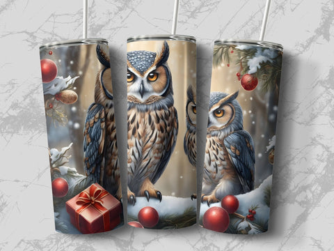 Christmas Mother and Baby Owl Tumbler wrap Sublimation Luvleigh Digitals 