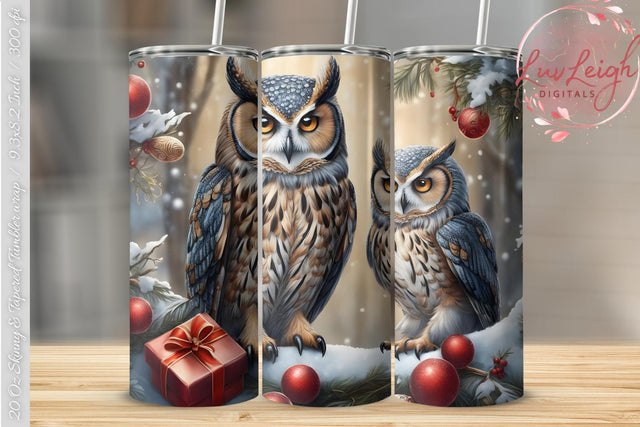 Christmas Mother and Baby Owl Tumbler wrap Sublimation Luvleigh Digitals 