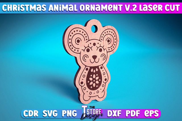 Christmas Mouse Ornaments Laser Cut v.2 | Christmas Tree Toy Design | CNC Files SVG The T Store Design 