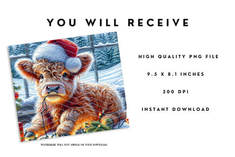 Christmas Mouse Pad - Highland Cow Mousepad PNG Sublimation BijouBay 